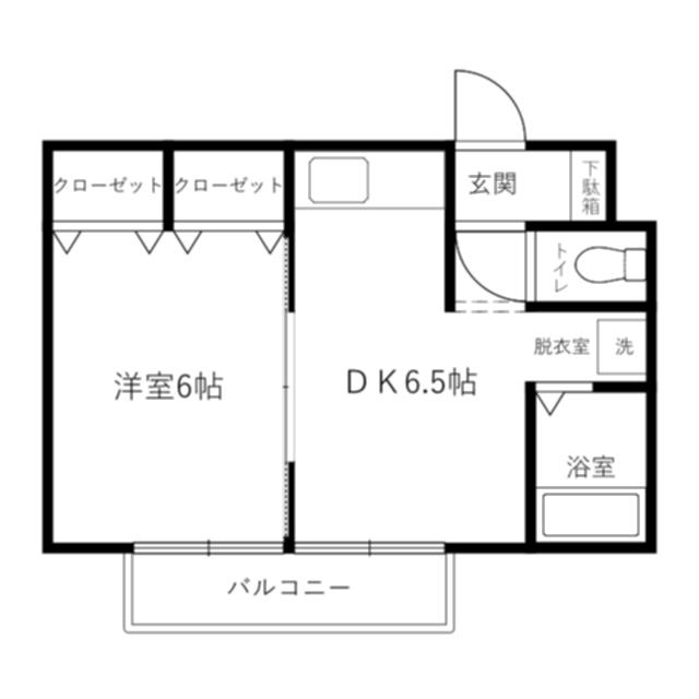 KMハウス(1DK/2階)の間取り写真