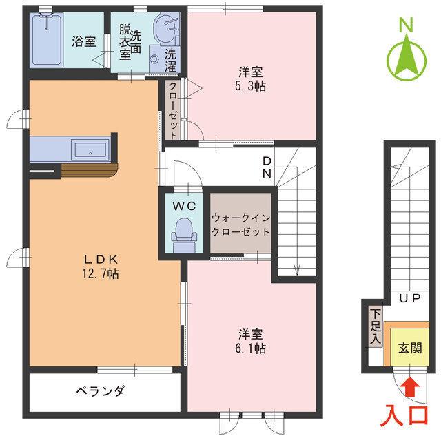 SUN HEIM A棟(2LDK/2階)の間取り写真