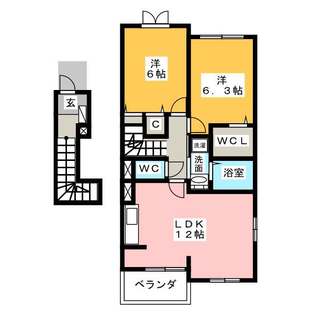 グラン・エスト IV(2LDK/2階)の間取り写真
