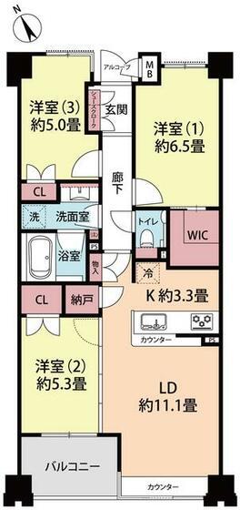インプレスト早稲田壱番館(3LDK/4階)の間取り写真