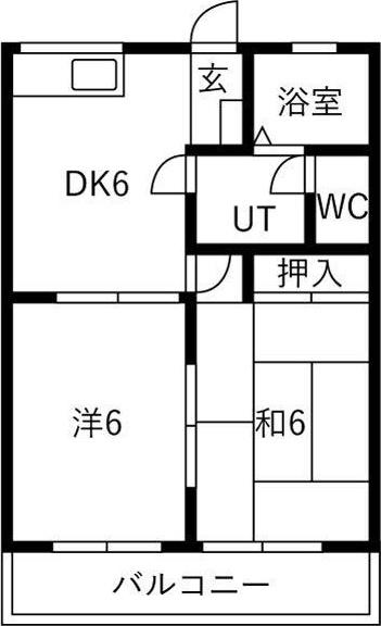 メゾン高木23(2DK/1階)の間取り写真