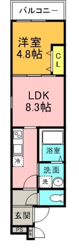 フジパレス八戸ノ里Ⅴ番館(1LDK/2階)の間取り写真