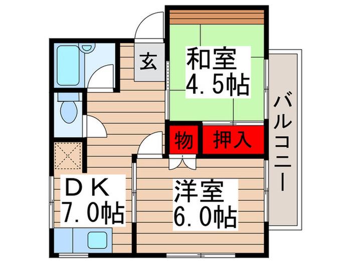 プチシャトレ2(2DK/2階)の間取り写真