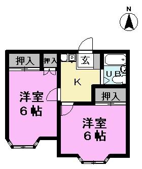アネックス越谷東町1期(2K/1階)の間取り写真