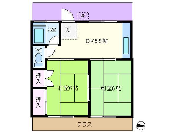 第2山崎コーポ(2DK/1階)の間取り写真