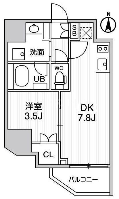 ALTERNA亀戸III(1DK/7階)の間取り写真