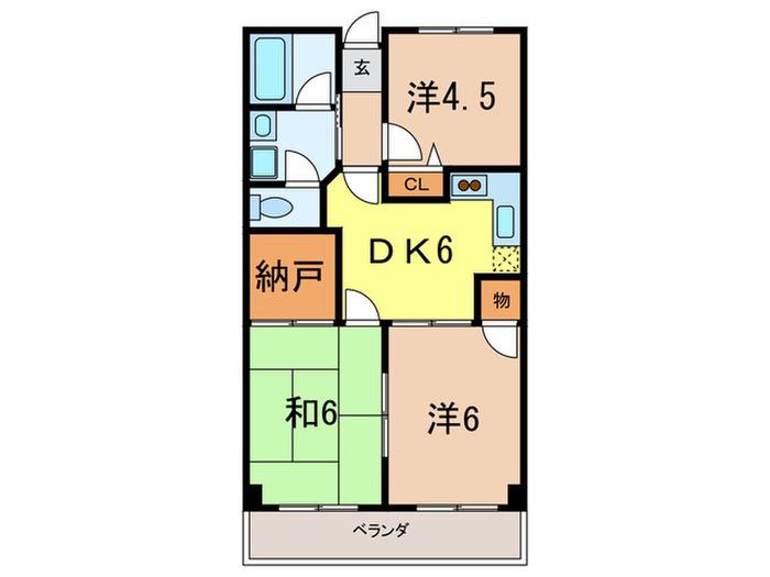南宮ガーデン(3DK/2階)の間取り写真