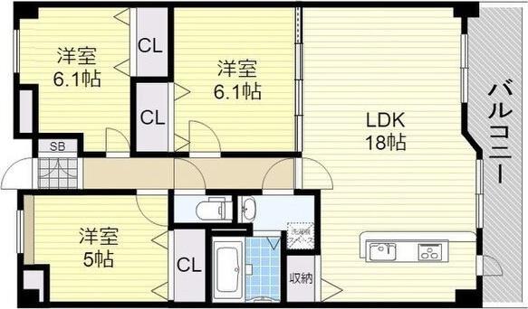 シャトー桃山台(3LDK/7階)の間取り写真