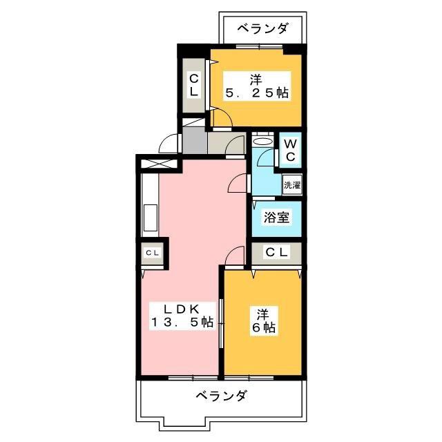 ピネハイブリッジ(2LDK/3階)の間取り写真