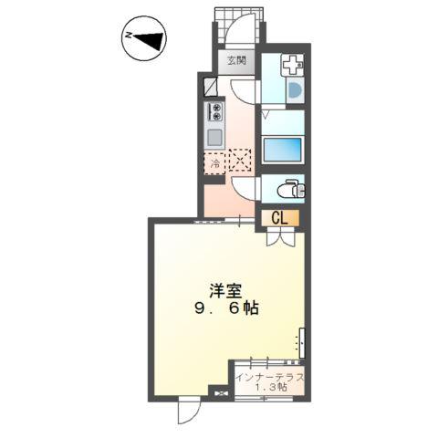 スターテラスII南蔵王町(1K/1階)の間取り写真