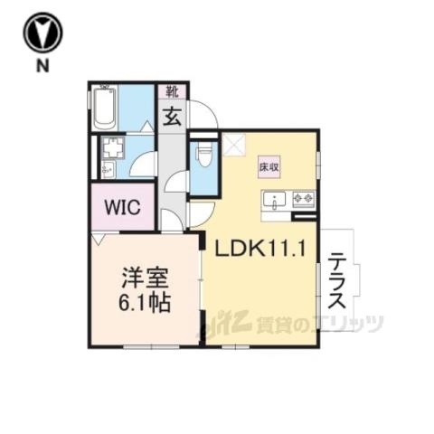リバーラックA棟(1LDK/2階)の間取り写真