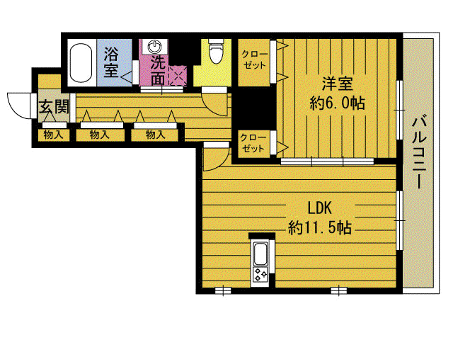 サニーサイド25(1LDK/3階)の間取り写真