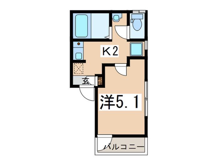 リーヴェルLECO神奈川新町(1K/1階)の間取り写真