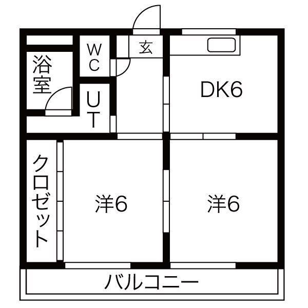 辻ハイム(2DK/3階)の間取り写真