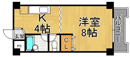 メゾンプチ甲子園Ⅱ(1K/1階)の間取り写真