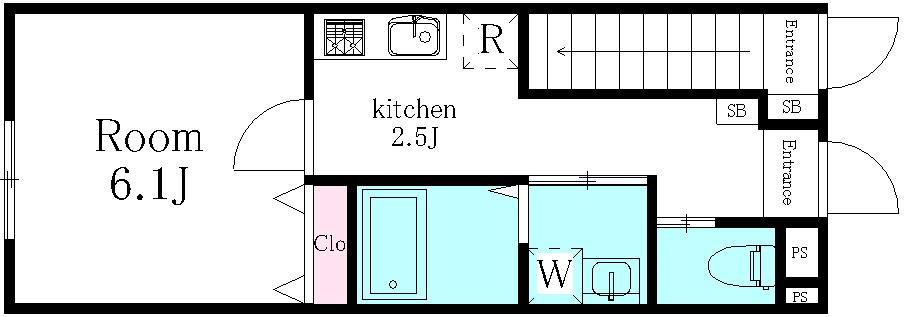 MAISON FAMILLE2号館(1K/1階)の間取り写真