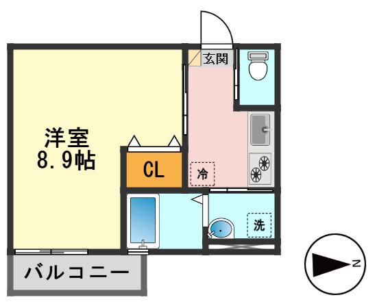 レーヴ京成高砂(1K/2階)の間取り写真