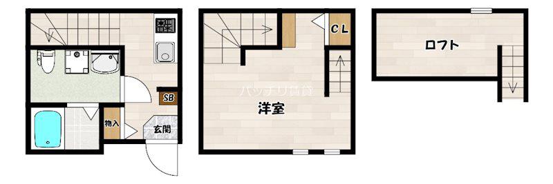 テラスヴィラ博多(ワンルーム/1階)の間取り写真