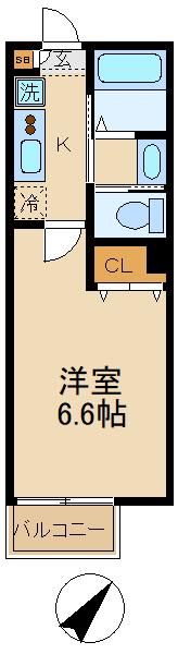 クレストコート和名ヶ谷(1K/1階)の間取り写真