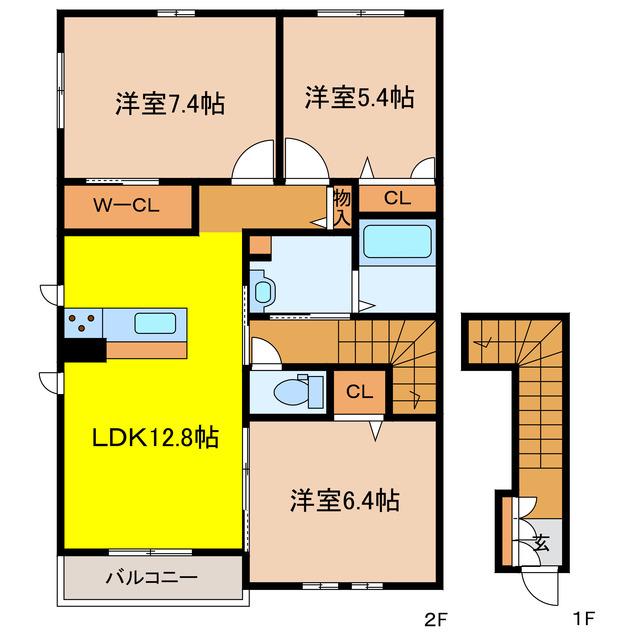 メゾンエスベランサII(3LDK/2階)の間取り写真
