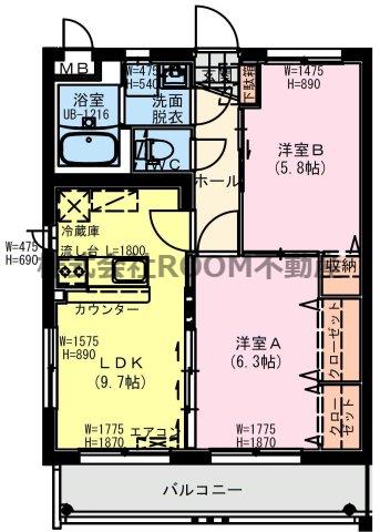 FIORE REIZIII(2LDK/4階)の間取り写真
