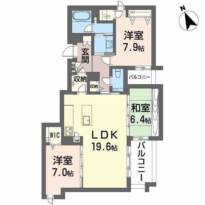 ダイヤモンドヒルズ覚王山(3LDK/4階)の間取り写真