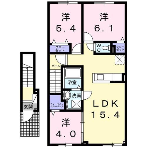 セレッソ 大川(3LDK/2階)の間取り写真