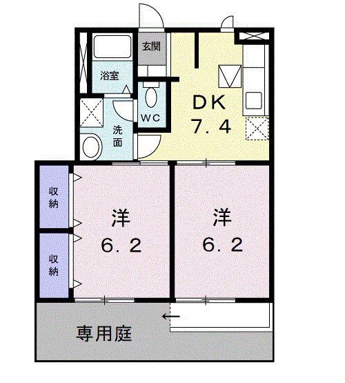 グランヴィア片島(2DK/1階)の間取り写真