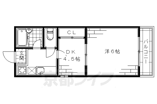 リバティ山崎(1DK/2階)の間取り写真