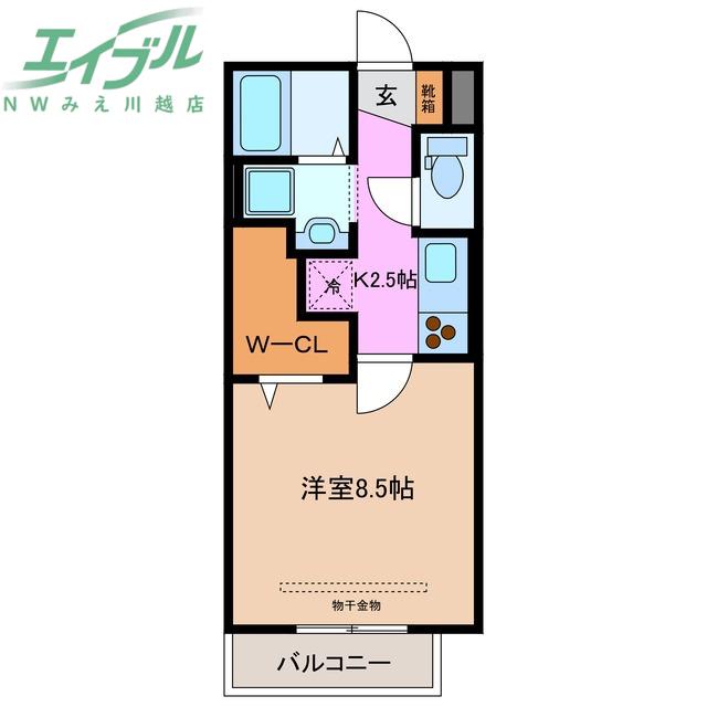 サクラーレ朝日(1K/2階)の間取り写真