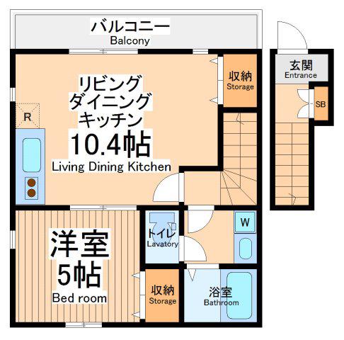 ルーエ A棟(1LDK/2階)の間取り写真