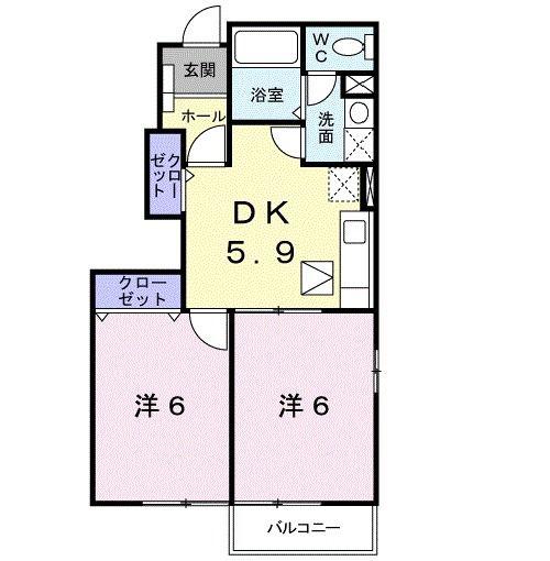 ガーデンヒルズA(2DK/1階)の間取り写真