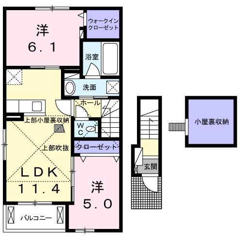 パークハイツII(2LDK/2階)の間取り写真