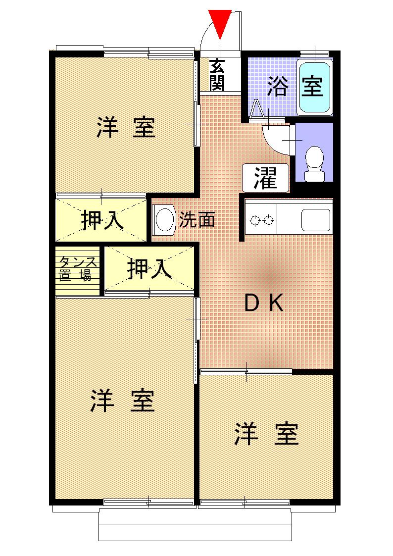 シティハイム パインハイツ(3DK/2階)の間取り写真