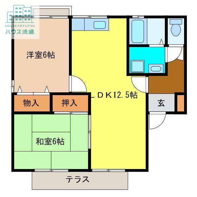 セジュール若葉D(2LDK/1階)の間取り写真