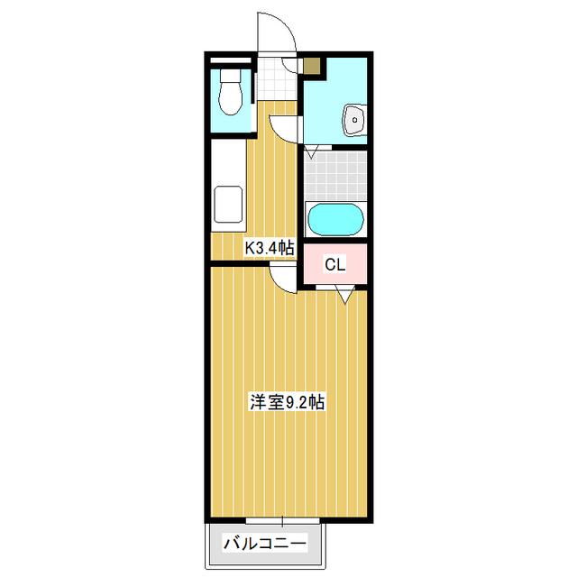 BELL西軽井沢(1K/2階)の間取り写真