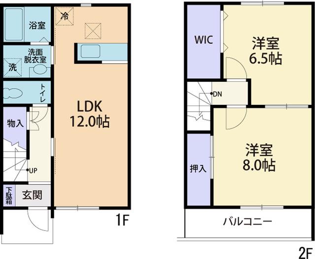 アンソレイエ B 102(2LDK/1階)の間取り写真
