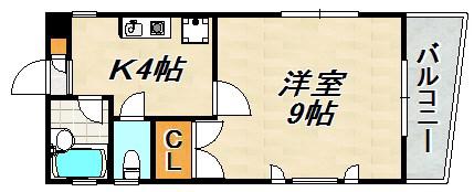 アイビス長田(1K/2階)の間取り写真