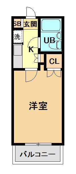 ユースピア本厚木(1K/2階)の間取り写真
