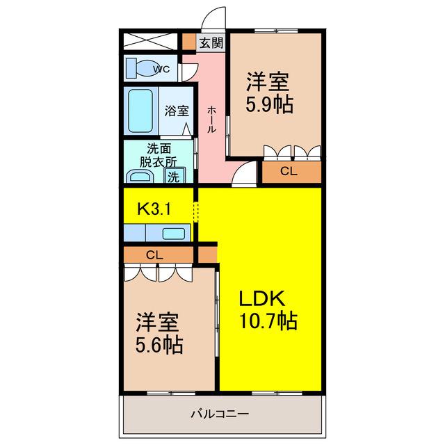 ライフシティ匠(2LDK/2階)の間取り写真