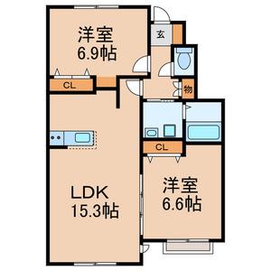 ママベルA棟(2LDK/1階)の間取り写真
