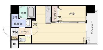 リバティR TENJIN II(1LDK/5階)の間取り写真