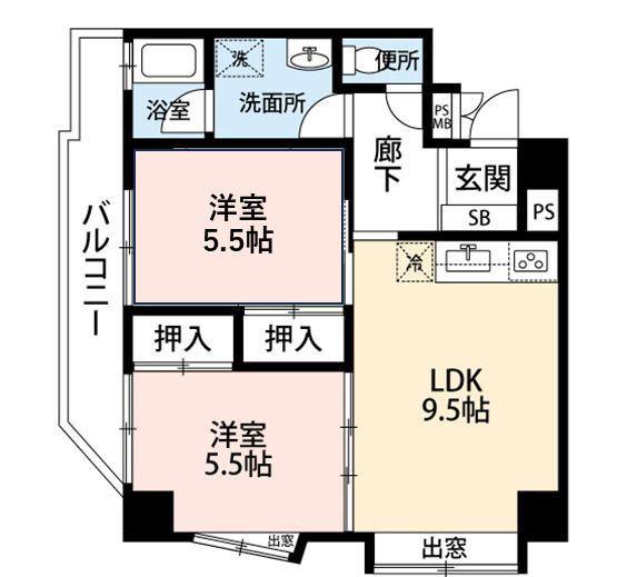 ガーデンハウス本千葉(2LDK/4階)の間取り写真