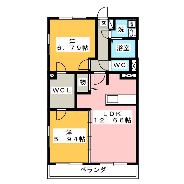 ALBA GRANDE(2LDK/2階)の間取り写真