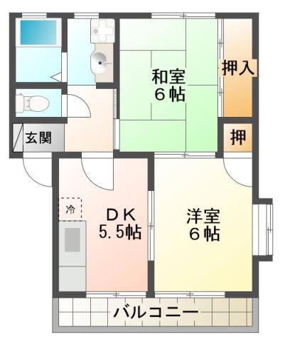 メゾンワルツ(2DK/2階)の間取り写真