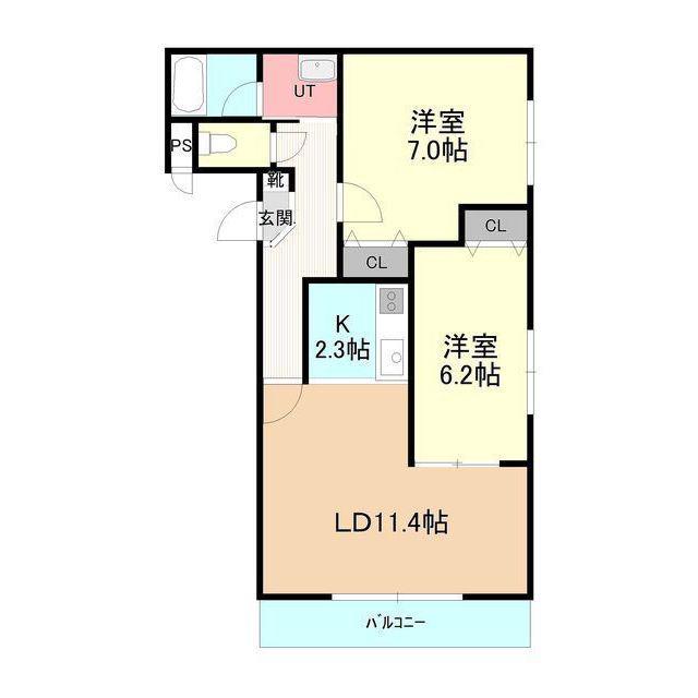リリーマンションII(2LDK/4階)の間取り写真