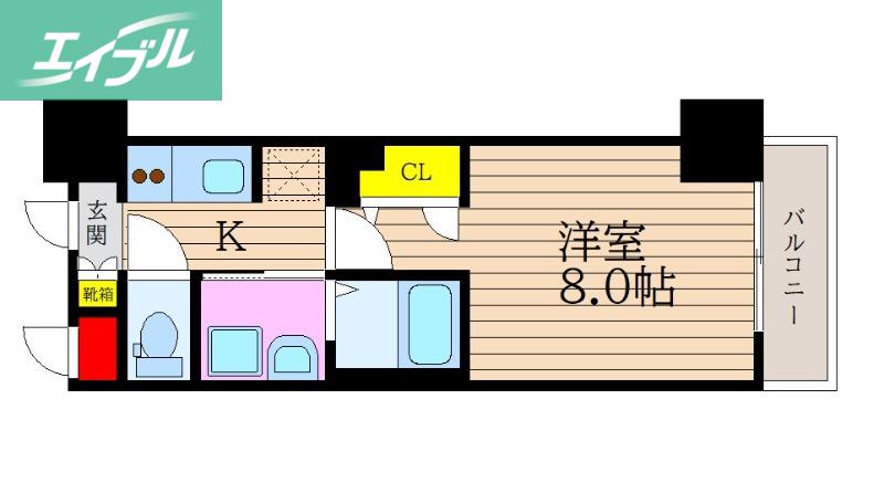 S-RESIDENCE表町(1K/14階)の間取り写真