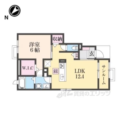 エスペランサB(1LDK/1階)の間取り写真
