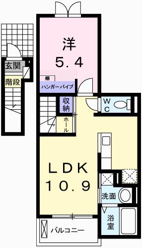 フィールド ミドル・ライペンI(1LDK/2階)の間取り写真