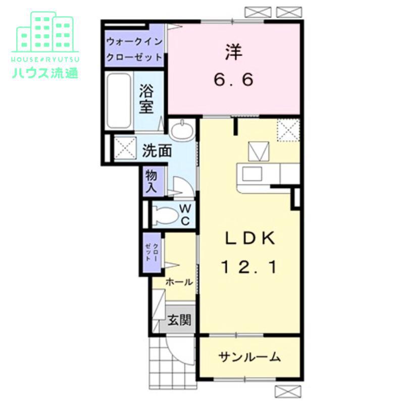 ライジングサンII(1LDK/1階)の間取り写真